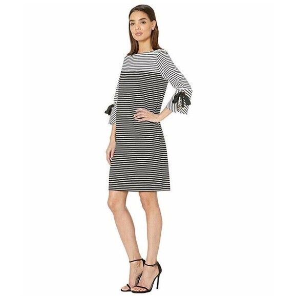 Lauren Ralph Lauren Dresses & Skirts - Lauren Ralph Lauren Black White Striped Dress Bow Sleeves Size 2X